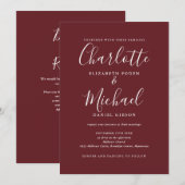 Rosewood Pink Elegant Moderner QR Code Hochzeit Einladung (Vorne/Hinten)