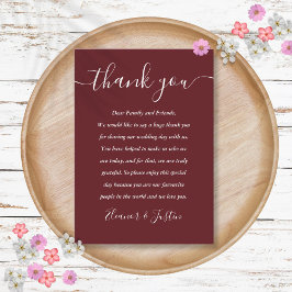Rosewood Pink Elegant Script Wedding Vielen Dank Platzkarte