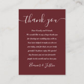 Rosewood Pink Elegant Script Wedding Vielen Dank Platzkarte (Vorderseite)