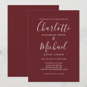 Rosewood Pink Elegant Signature Script Hochzeit Einladung (Vorne/Hinten)