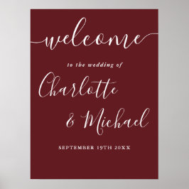 Rosewood Pink Elegante Moderne Hochzeit Begrüßungs Poster