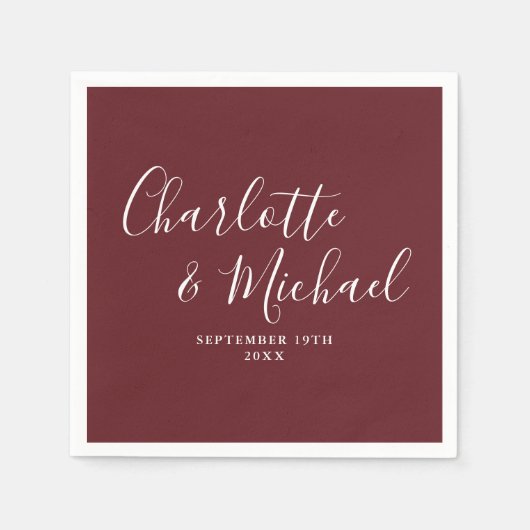 Rosewood Pink Elegante Moderne Skripthochzeit Serviette (Vorderseite)