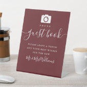 Rosewood Pink Elegantes Script Foto Gästebuch Sockelschild (In SItu)