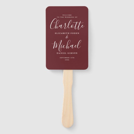 Rosewood Pink Signature Script Wedding Programm Fächer (Vorderseite)