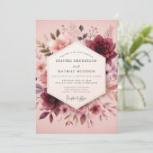 Rosewood Romantic Bloom Wedding Einladung (Stehend Vorderseite)