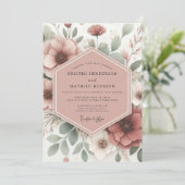 Rosewood Sage Bloom Wedding Einladung (Stehend Vorderseite)