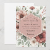 Rosewood Sage Bloom Wedding Einladung (Vorne/Hinten)