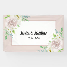 Rosewood Soft Mauve Floral Watercolor Rose Hochzei Banner