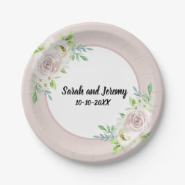 Rosewood Soft Mauve Floral Watercolor Rose Hochzei Pappteller