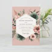 Rosewood Teal Painterly Hochzeit Einladung (Stehend Vorderseite)