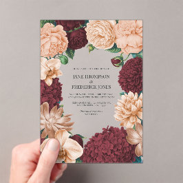 Rosewood, Terracotta-Blush & Apricot-Seide Hochzei Acryleinladungen