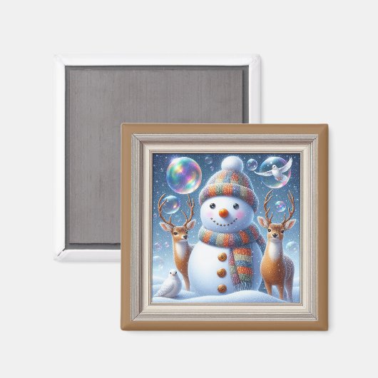 Rosey Cheek Snowman Magnet (Vorderseite/Rückseite)