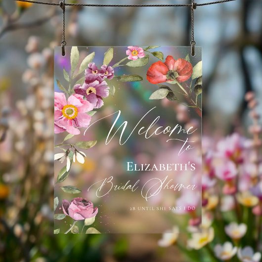 Rosey Floral Brautparty Welcome Acrylic Sign Acrylschild
