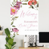 Rosey Floral Spring Brautparty Welcome Sign Poster (Heimbüro)