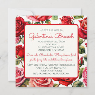 Rosey Galentine's Day Ladys Brunch Einladung