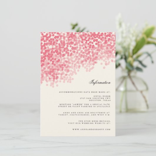 Rosey Light Duwer Wedding Information Card Begleitkarte (Stehend Vorderseite)