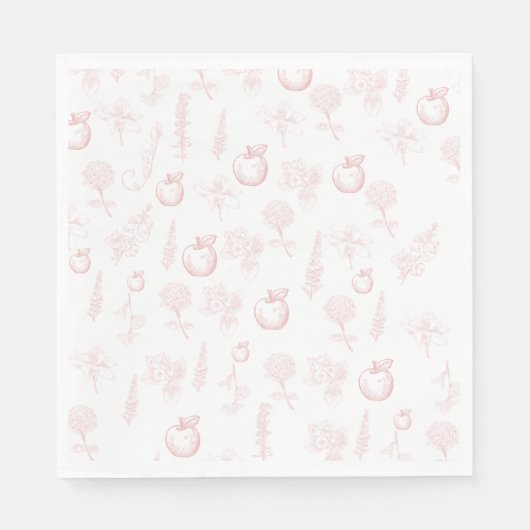 Rosh Hashana Apple Pink Toile Disposable Napkin Serviette (Vorderseite)
