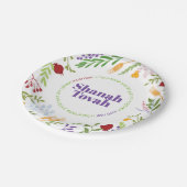 Rosh Hashana farbenfrohe Blumenkreideplatte Pappteller (Schrägansicht)