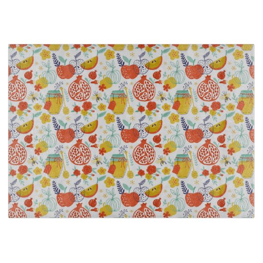 Rosh Hashana Glass Cutting Boards - Kochnische Schneidebrett (Vorderseite)