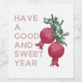 Rosh Hashana jüdisches Neujahr wünscht ww. Granata Weinetikett (Einzelnes Label)