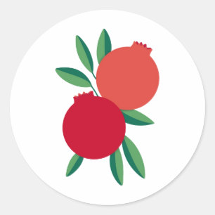 Rosh Hashana Pomegranate Greeting Card (Flat) Runder Aufkleber