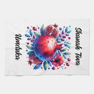 Rosh Hashana Wasserfarbe Pomegranat Geschirrtuch