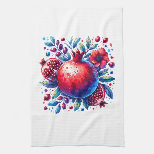 Rosh Hashana Wasserfarbe Pomegranat Geschirrtuch (Vertikal)