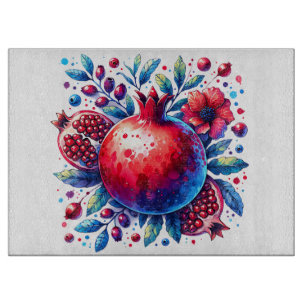 Rosh Hashana Wasserfarbe Pomegranat Schneidebrett
