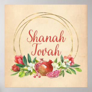 Rosh HaShana wünscht von Shanah Tovah w. Granatap Poster