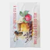 Rosh Hashana Yiddish Greetings Honey Apple Geschirrtuch (Vertikal)