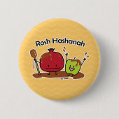 Rosh Hashanah Apfel Granatapfel Honig Jüdisch neu Button (Vorderseite)