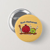 Rosh Hashanah Apfel Granatapfel Honig Jüdisch neu Button (Vorne & Hinten)