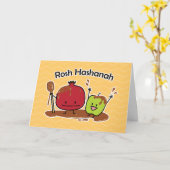 Rosh Hashanah Apfel Granatapfel Honig Jüdisch neu Karte (Gelbe Blume)