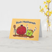 Rosh Hashanah Apfel Granatapfel Honig Jüdisch neu Karte (Gelbe Blume)