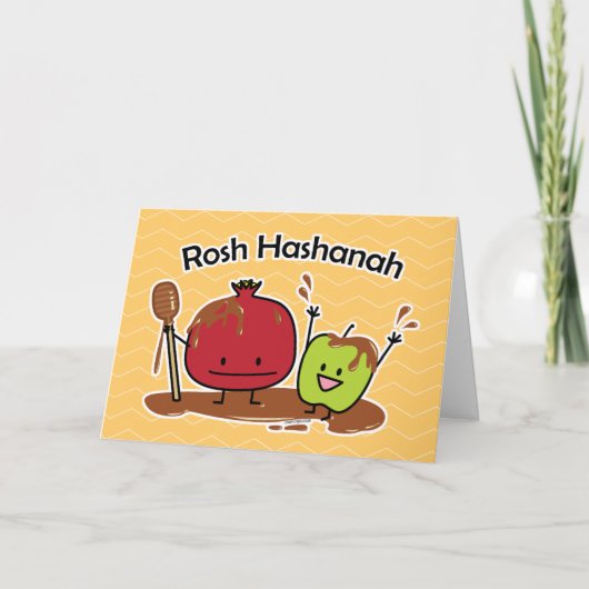 Rosh Hashanah Apfel Granatapfel Honig Jüdisch neu Karte (Vorderseite)