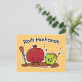 Rosh Hashanah Apfel Granatapfel Honig Jüdisch neu Postkarte (Stehend Vorderseite)