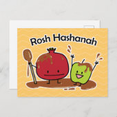 Rosh Hashanah Apfel Granatapfel Honig Jüdisch neu Postkarte (Vorne/Hinten)