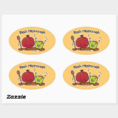 Rosh Hashanah Apfel Granatapfel Honig Jüdisches Ja Ovaler Aufkleber (Blatt)