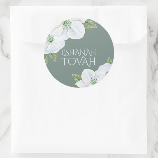 Rosh Hashanah Apple Blossom L'shanah Tovah Runder Aufkleber (Tasche)