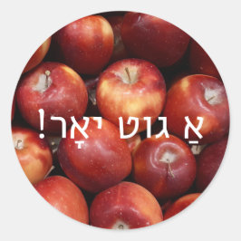 Rosh Hashanah Apple Stickers mit Jiddish Gruß