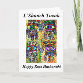 Rosh Hashanah - Batik-Judaika Hamsas Karte (Vorderseite)