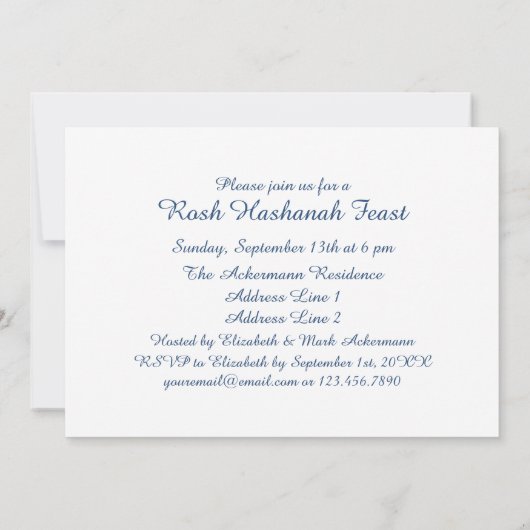 Rosh Hashanah Celebration Party Custom Einladung (Rückseite)