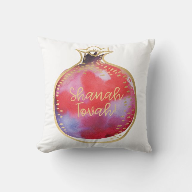 Rosh Hashanah Decor Shana Tova Pomegranate White Kissen (Vorderseite)