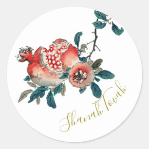 Rosh Hashanah Elegantes neues Jahr Sweet Pomegrana Runder Aufkleber