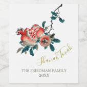 Rosh Hashanah Elegantes neues Jahr Sweet Pomegrana Weinetikett (Einzelnes Label)