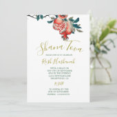 Rosh Hashanah Elegantes Neujahrsfest Pomegranat Einladung (Stehend Vorderseite)