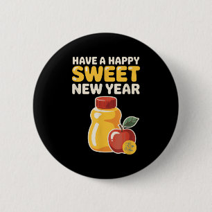 Rosh Hashanah Frohes Süßes Neues Jahr Honigbär Jüd Button