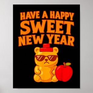 Rosh Hashanah Frohes Süßes Neues Jahr Honigbär Jüd Poster