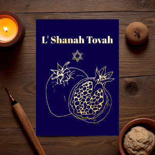 Rosh Hashanah Gold Foil Blue Folien Feiertagskarte
