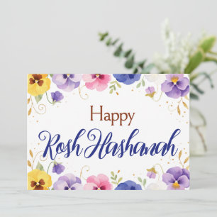 Rosh Hashanah Grußkarte, Mehrfarbige Wildblumen Einladung